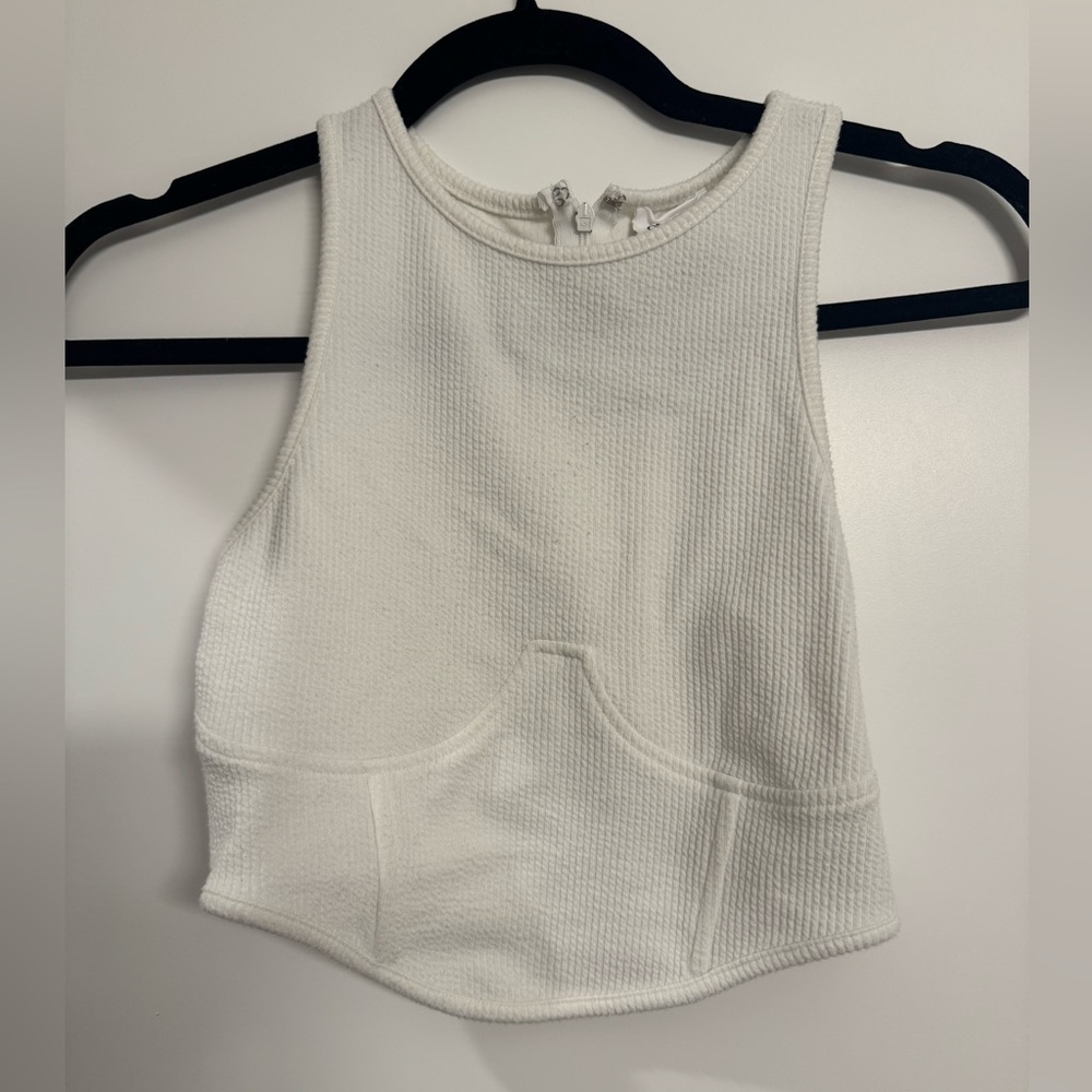 Sky to moon structured white cropped tank